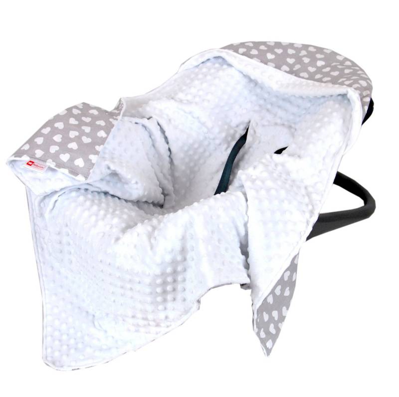Einschlagdecke BabyLux Baby EINSCHLAGDECKE Babyschale 90x90 cm Autositz Decke, BabyLux, 7. Weiß + Herzen von BabyLux