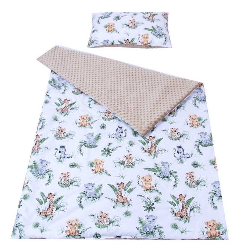 Kinderdecke BABYLUX Kuscheldecke 100 x 150 cm Babydecke Kinderdecke MINKY XXL, BabyLux, 124. Africa_Tiere mit Kissen von BabyLux