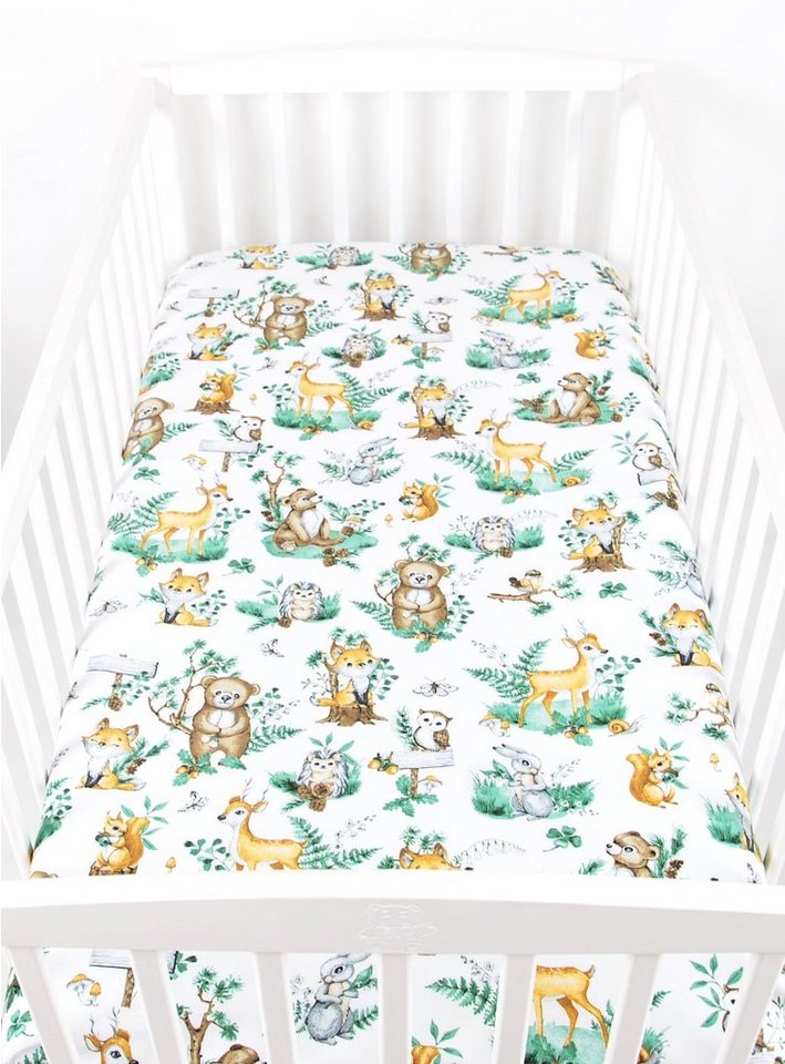 Spannbettlaken BABYLUX SPANNBETTLAKEN 60x120 cm Spannbetttuch Baumwolle Kinder Baby, BabyLux, 123. Waldtiere von BabyLux