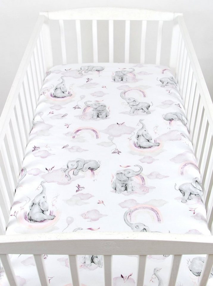 Spannbettlaken BABYLUX SPANNBETTLAKEN 60x120 cm Spannbetttuch Baumwolle Kinder Baby, BabyLux, 125. Elefanten Rosa von BabyLux