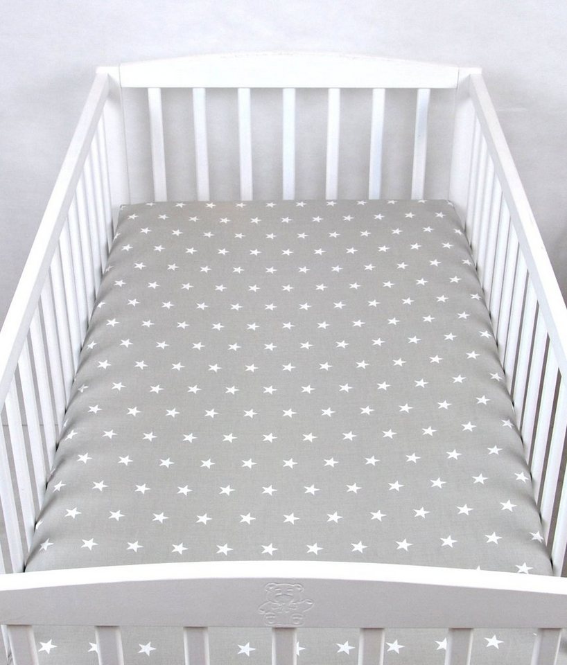 Spannbettlaken BABYLUX SPANNBETTLAKEN 60x120 cm Spannbetttuch Baumwolle Kinder Baby, BabyLux, 91. Sterne Grau von BabyLux