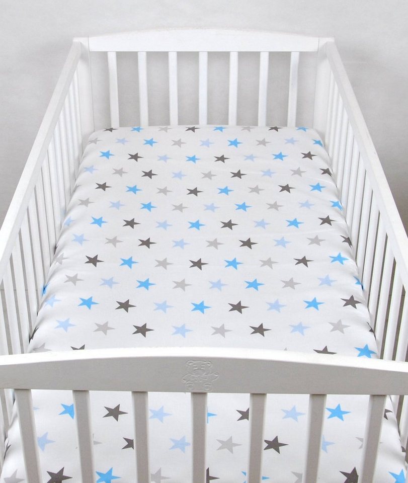 Spannbettlaken BABYLUX SPANNBETTLAKEN 60x120 cm Spannbetttuch Baumwolle Kinder Baby, BabyLux, 94. Sterne Blau von BabyLux