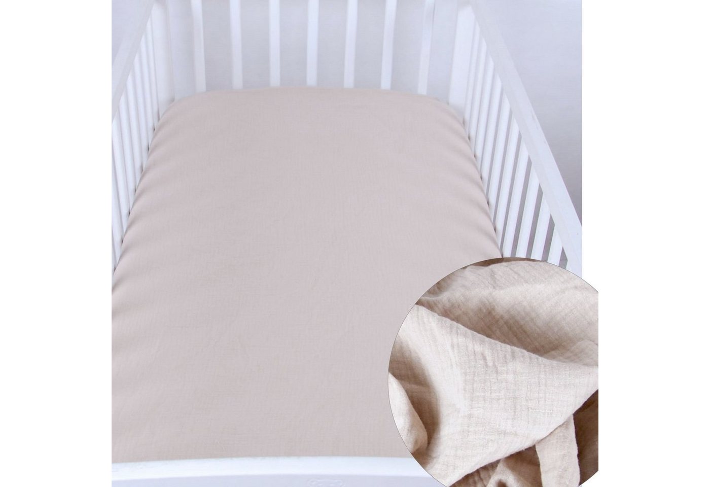 Spannbettlaken BabyLux Spannbettlaken Musselin 60x120 70x140 Baby-& Kinderbett, BabyLux, Beige 60x120 von BabyLux