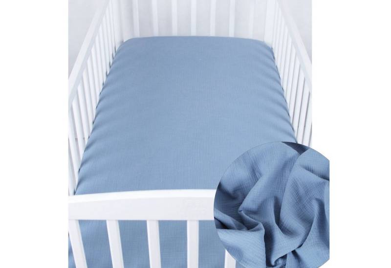 Spannbettlaken BabyLux Spannbettlaken Musselin 60x120 70x140 Baby-& Kinderbett, BabyLux, Blau 60x120 von BabyLux