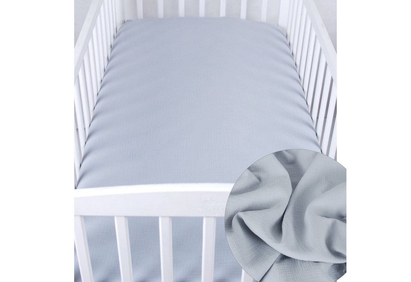 Spannbettlaken BabyLux Spannbettlaken Musselin 60x120 70x140 Baby-& Kinderbett, BabyLux, Grau 60x120 von BabyLux