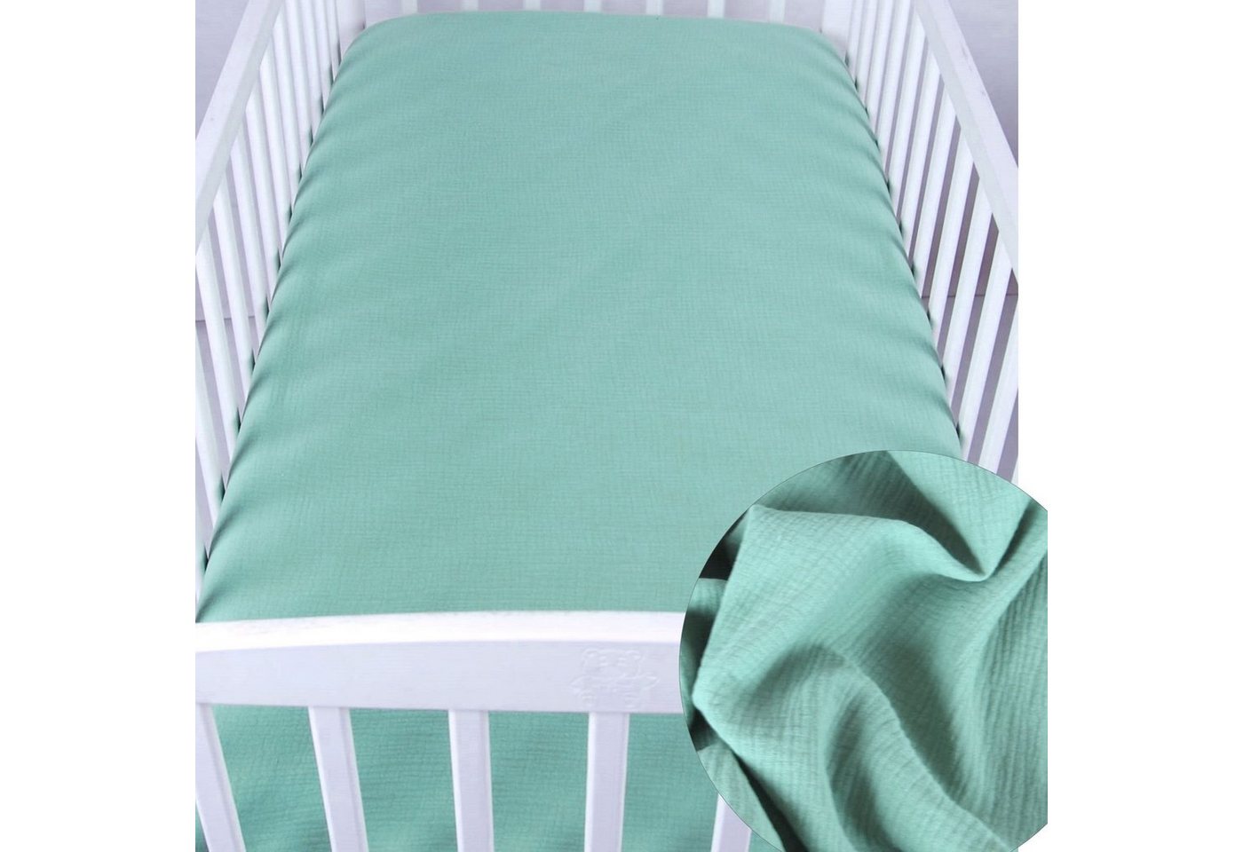 Spannbettlaken BabyLux Spannbettlaken Musselin 60x120 70x140 Baby-& Kinderbett, BabyLux, Grün 70x140 von BabyLux