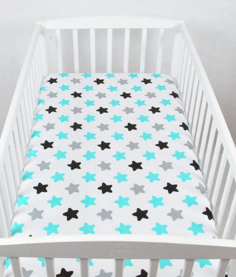 Spannbettlaken SPANNBETTLAKEN 70x140 Spannbetttuch Baumwolle Kinder Baby Babybett, BabyLux, 98. Sterne von BabyLux