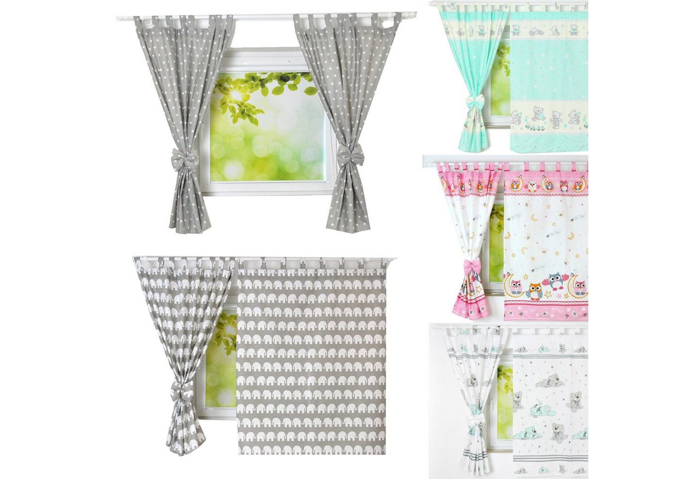 BabyLux Vorhang Kinderzimmer VORHÄNGE mit Schlaufen Kinder Baby Gardinen 2 x 160x120cm, 91. Sterne Grau von BabyLux