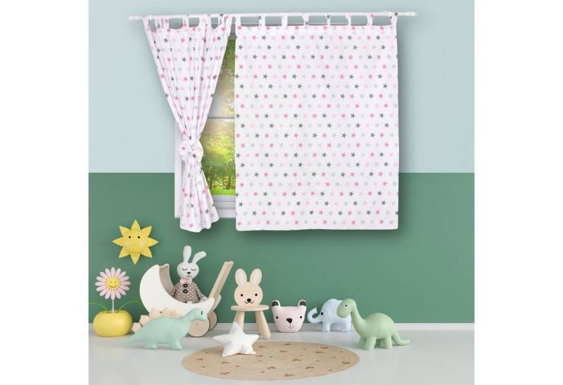 Vorhang Kinderzimmer VORHÄNGE mit Schlaufen Kinder Baby Gardinen 2 x 160x120cm, BabyLux, 93. Sterne Rosa von BabyLux