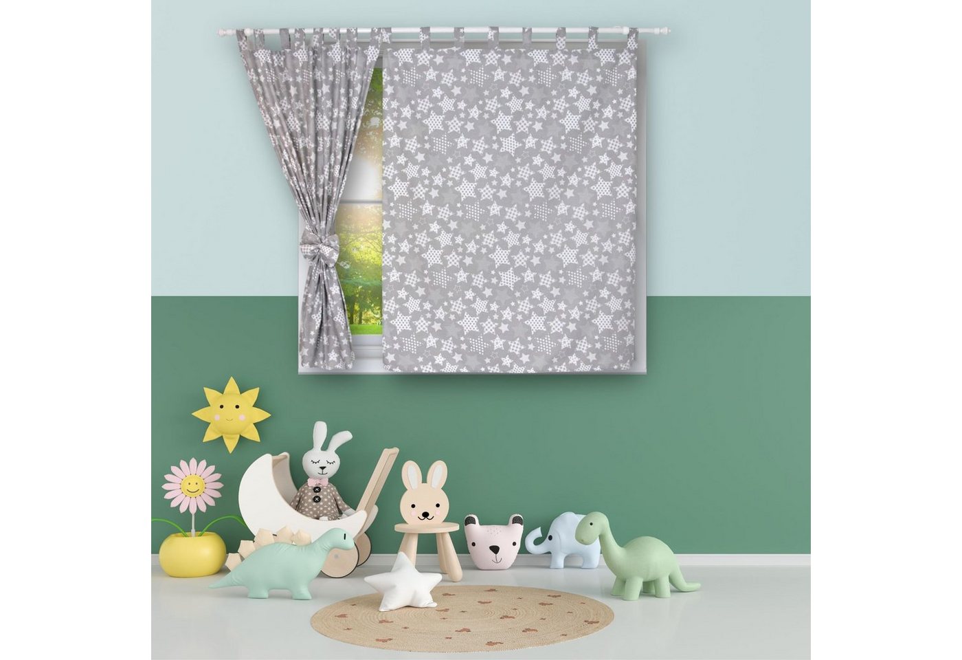 Vorhang Kinderzimmer VORHÄNGE mit Schlaufen Kinder Baby Gardinen 2 x 160x120cm, BabyLux, 96. Sternbild von BabyLux