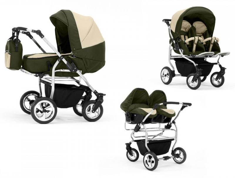BabyMerc Zwillingswagen Duo 4 in 1 inkl. Sportsitze und Autositze in 20 Farben von BabyMerc