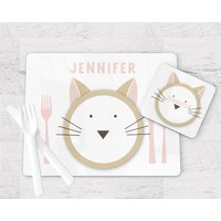 Katzen Kinder Platzierung - Personalisierte Tischset Und Untersetzer Kind Weihnachtsgeschenk Mädchen Tisch Set Küche Katzenliebhaber Geschenk von BabyPandasStore