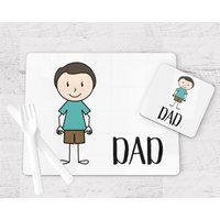 Personalisierte Dad Tischset Und Untersetzer - Familien Papa Coater Familie Weihnachtsgeschenk von BabyPandasStore