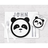 Personalisierte Panda-Platzierung - Panda-Platzset Und Untersetzer Junge Weihnachtsgeschenk Pandas-Tisch-Set Kind-Weihnachtsgeschenk von BabyPandasStore