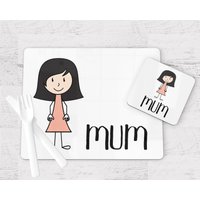 Personalisierter Mama Tischset Und Untersetzer - Familien Coater Weihnachtsgeschenk Für Die Familie von BabyPandasStore