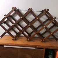 Vintage Akkordeon Weinregal Halter Holz Tischplatte Bauernhaus Dekor 70Er Jahre Bar von BabyPopBoutique