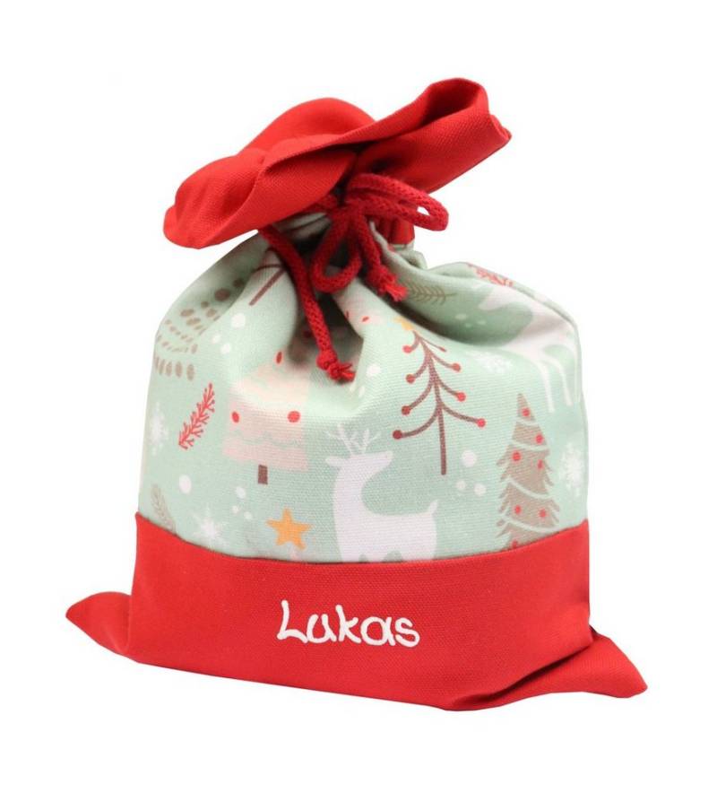 BabySchätze Nikolausstiefel Nikolaussäckchen Winterwald mit Namen für Kinder (1 St), Made in Germany von BabySchätze