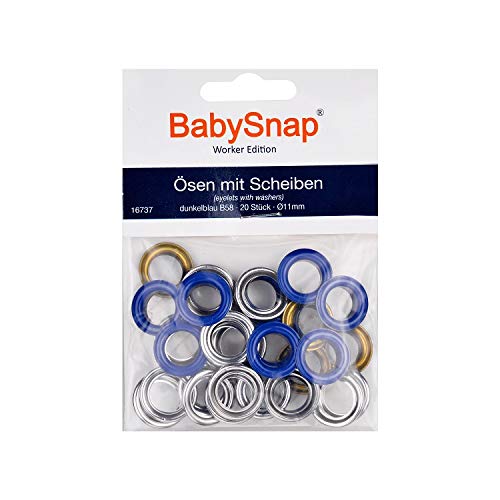 BabySnap Heavy Duty Ösen mit Scheiben 11mm Ösen 20 Stück für Leder Stoff Planen Papier Vorhang Poolabdeckung (B58 Dunkelblau) von BabySnap