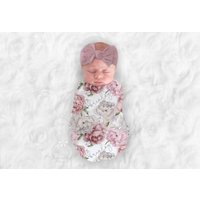 Baby Peony Decke Pink Floral Rose Mädchen Swaddle Personalisieren Shower Geschenk Monogramm Name Empfangen von BabySquishyCheeks