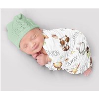 Wald Tier Baby Kinderzimmer Personalisieren Decke Mädchen Jungen Swaddle Shower Geschenk Namensdecke von BabySquishyCheeks