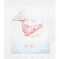 Personalisierte Babydecke, Anpassbare Wal-Baby-Quilt, Wal-Baby-Mädchen-Decke, Wal-Zirb-Bettwäsche, Wal-Kindergarten von BabyTigerwhaleETSY