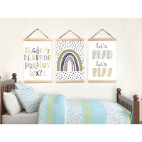 Alphabet Poster Kinderzimmer, Neutrale Leinwand Wandkunst Dekor Für Kinder Spielzimmer, 3Er Set Drucke Klassenzimmer, Lerngeschenke Kleinkind von BabyTriffle