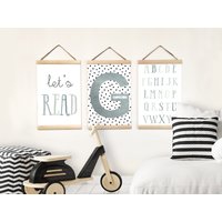 Leinwand Namensschild Wanddekoration, Alphabet Poster, Set Von 3 Drucken Leinwand, Wandbehang Poster Für Klassenzimmer, Let Es Read Print von BabyTriffle