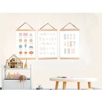 Lernposter Leinwand Für Kinder Neutral, Alphabet Hängende Dekor Spielzimmer, 3Er Set Drucke Klassenzimmer, Geschenke Kleinkind Baby Mädchen von BabyTriffle