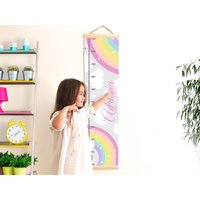 Personalisiertes Wachstumskarte Für Kleinkind Mädchen, Pastell Regenbogen Kunst Hängende Höhenkarte, Leinwand Druck Dekor Mädchen Kinderzimmer von BabyTriffle