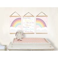 Regenbogen Leinwand Wandbehang, Kinderzimmer Dekor, Große Drucke 3Er Set, Wandkunst Druckbar Für Mädchen Schlafzimmer von BabyTriffle