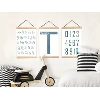 Schulgeschenke Kinderzimmer, Alphabet Zahlen Leinwand Drucke Wandbehang, Set Von 3 Bannern, Dekor Gerahmt Kunst Jungen Spielzimmer, Zimmer von BabyTriffle