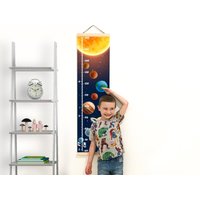 Sonnensystem Wachstumskarte Für Kinder, Motiv Weltraum Kinder Kunst Wand Dekor, Leinwand Höhenkarte Mädchen Und Junge, Kleinkind Wachstumsregel von BabyTriffle