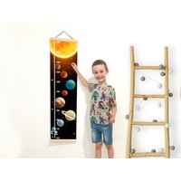 Weltraum-Wachstumskarte Für Kinder, Sonnensystem Kinder Kunst Wanddekor, Leinwand Höhenkarte Mädchen Und Jungen, Weltraum Kleinkind-Wachstums-Lineal von BabyTriffle