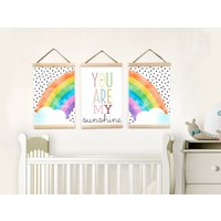 You Are My Sunshine Dekor Über Krippe, Aquarell Regenbogen Leinwand Wandkunst, 3Er Set Für Mädchen Schlafzimmer, Kinderzimmer, Spielzimmer von BabyTriffle