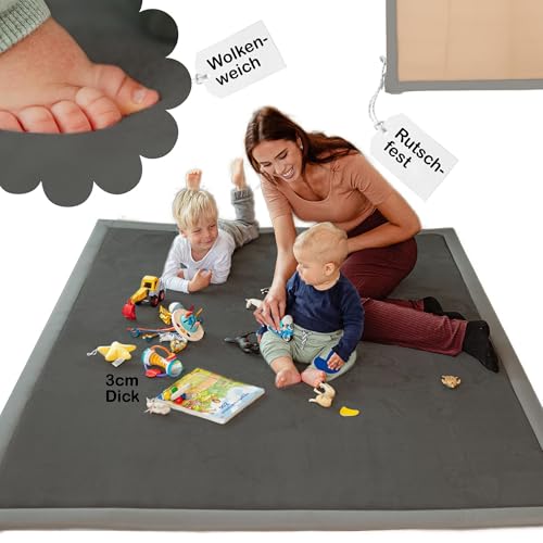 BabybeFun Krabbelmatte Baby - kuschelig weich - 3cm Dicker Teppich Kinderzimmer 150x150x3cm - rutschfest - Spielmatte Baby - Schaumstoffmatte - Spielteppich Kinder - Krabbeldecke - Kinderteppich warm BabybeFun Krabbelmatte Baby - kuschelig weich - 3cm Dicker Teppich Kinderzimmer 150x150x3cm - rutschfest - Spielmatte Baby - Schaumstoffmatte - Spielteppich Kinder - Krabbeldecke - Kinderteppich warm von BabybeFun