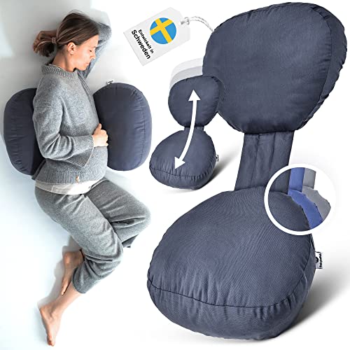 BabybeFun kompaktes Schwangerschaftskissen zum Schlafen gegen Rückenschmerzen [Extra Komfort Dank Verstellfunktion] Pregnancy Pillow | Waschbar | Flexible Füllung | Anthrazit von BabybeFun
