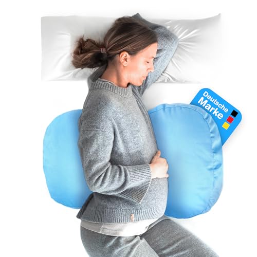 BabybeFun kompaktes Schwangerschaftskissen zum Schlafen gegen Rückenschmerzen [Extra Komfort Dank Verstellfunktion] Pregnancy Pillow | Waschbar | Flexible Füllung | Hellblau von BabybeFun