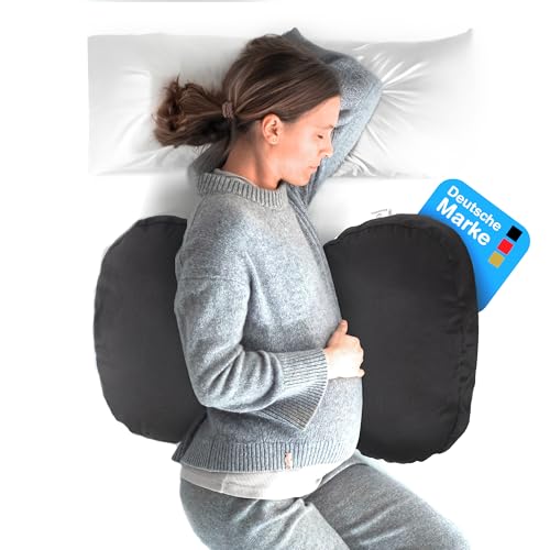 BabybeFun kompaktes Schwangerschaftskissen zum Schlafen gegen Rückenschmerzen [Extra Komfort Dank Verstellfunktion] Pregnancy Pillow | Waschbar | Flexible Füllung | Schwarz von BabybeFun