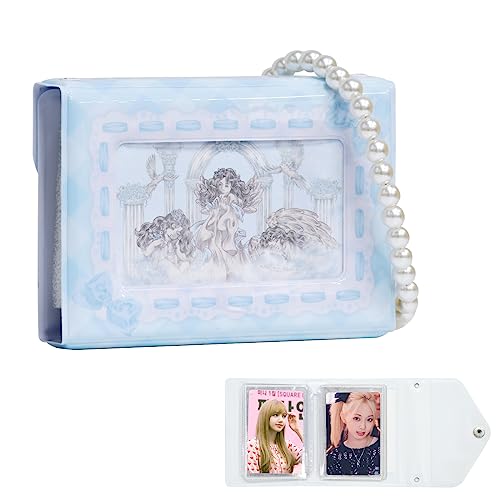 3 Zoll Kpop Fotokartenhalter, Fotoalbum zum Selbstgestalten, DIY Fotobuch 20 Seiten 40 Taschen, Kann als Abschluss Geschenk, Geburtstagsgeschenk Mit einer schönen Perlenkette (blue) von Babyfond