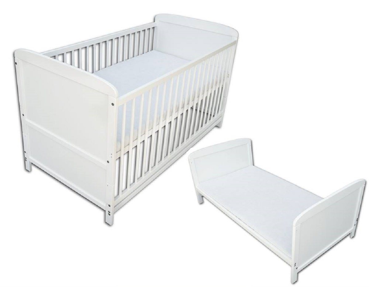 Babyhafen Kinderbett 2in1 Babybett 60x120 Juniorbett Travis Umbaubar Matratze (Set), Umbaubar, Flach Schlupfsprossen von Babyhafen