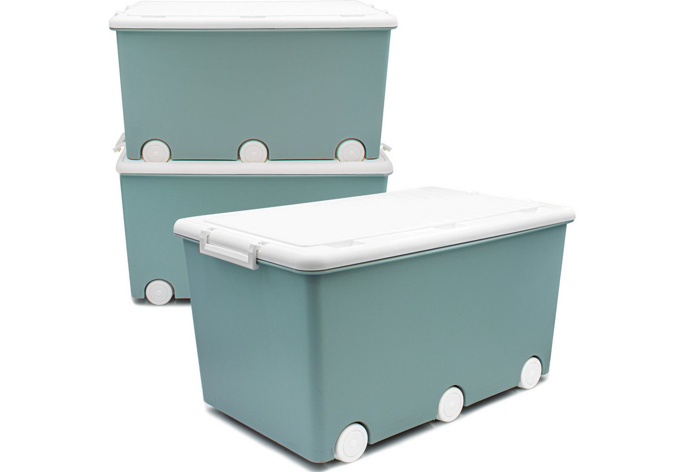 Babykajo Aufbewahrungsbox (Boxen mit Rollen, 3 St., mit 50L Volumen), Stapelbloxen, Aufbewahrungsboxen, Box zum Aufbewahren von Babykajo