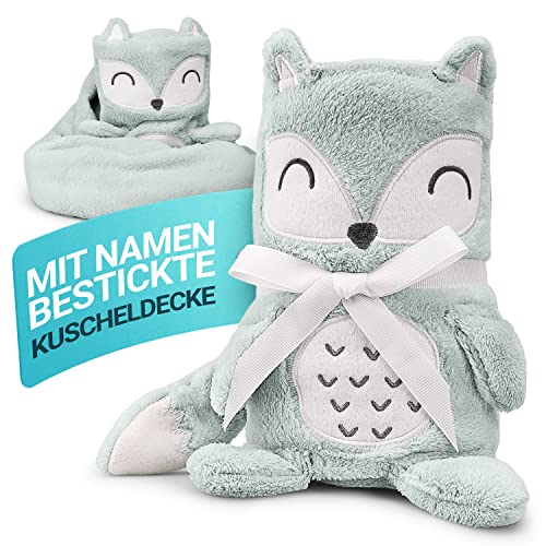 Babykajo Babydecke mit Namen Bestickt – 2in1 Kuscheldecke Wird zusammengerollt zum Kuscheltier – Perfektes Baby Geschenk zur Geburt für Jungen und Mädchen! Babydecke personalisiert. von Babykajo