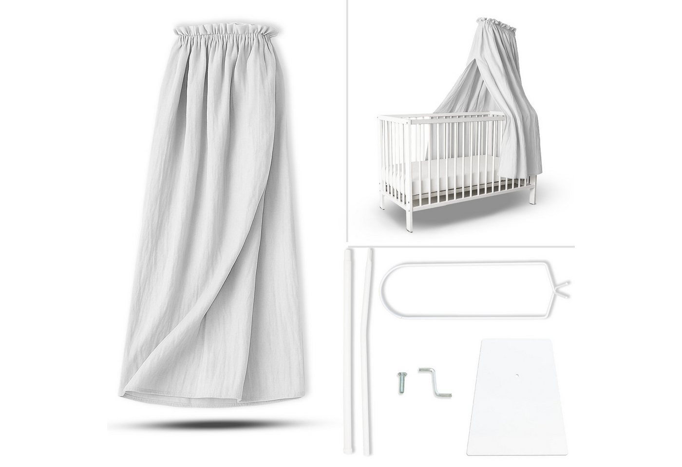 Babykajo Betthimmel Stoff + Ständer (Set, 2-tlg., in verschiedenen Varianten), Betthimmel Ständer mit Betthimmel für Babybetten von Babykajo