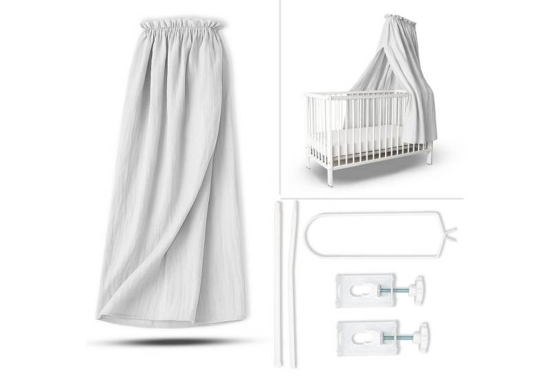 Babykajo Betthimmel Stoff + Ständer (Set, 2-tlg., in verschiedenen Varianten), Betthimmel Ständer mit Betthimmel für Babybetten von Babykajo
