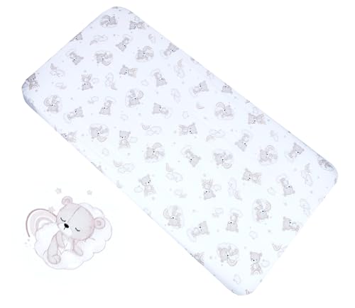 BABYLUX Baby Spannbettlaken für Kinderbett - 100% Baumwolle,60x120 / 70x140 cm weich und bequem, passend für alle Standardmatratzen, (138 - Bären, 70x140cm) von Babylux