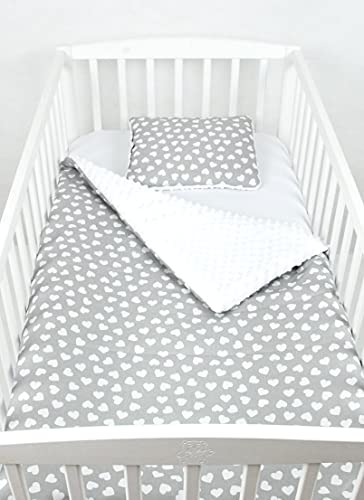 Babylux Babydecke Krabbeldecke Minky Kuscheldecke Decke 75 x 100 cm mit Kissen 30x35cm (14K. Weiß + Herze) von Babylux