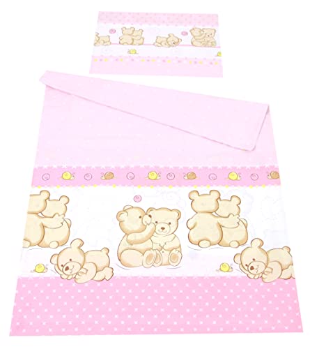 BabyLux Kinderbettwäsche 2 TLG. 90 x 120cm Bettwäsche Bettset Babybettwäsche (64. Teddybären Rosa) von BabyLux