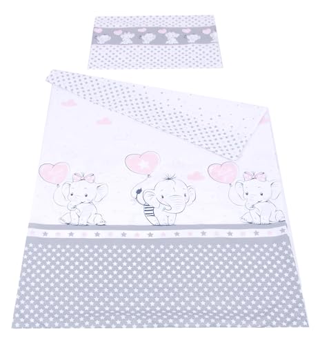 Babylux Bettwäsche Bezug 2 TLG. 100 x 135 cm / 90 x 120 cm Kinderbettwäsche Bettwäsche Kind Bettset Baby Babybettwäsche (112. Elephanten Coral, 100 x 135 cm) von Babylux