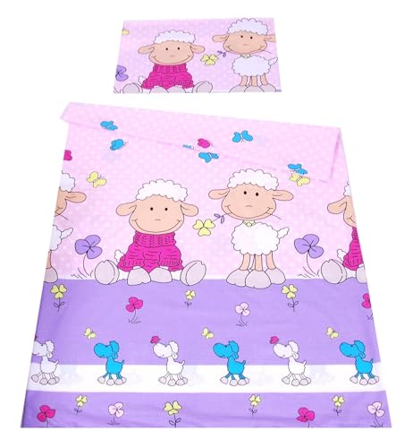 Babylux Bettwäsche Bezug 2 TLG. 100 x 135 cm / 90 x 120 cm Kinderbettwäsche Kind Bettset Baby Babybettwäsche (2. Lila Schaf, 100 x 135 cm) von Babylux