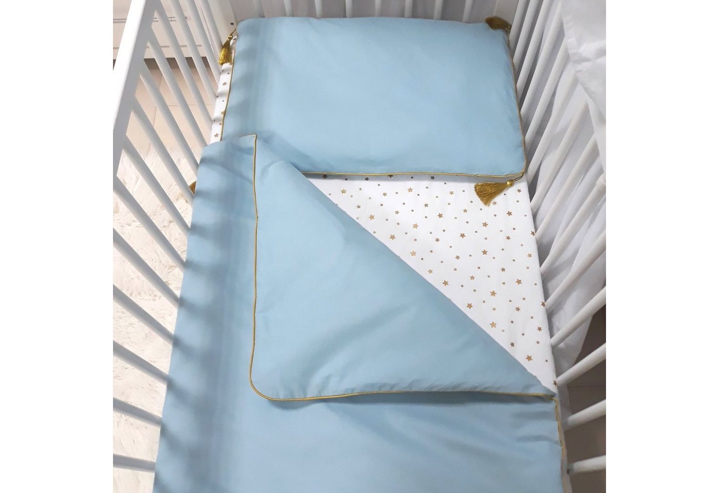 Babybettwäsche Baby Bett Set ¡GLAM! 4tlg, 100x135 cm - Bett Ausstattung 70x140, Babymajawelt, Baumwolle, 4 teilig, Bettwäsche+Spannbetttuch Nestchen, Top Baumwolle, Made in EU von Babymajawelt